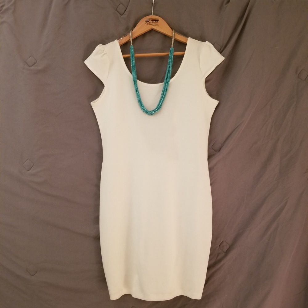 NWT White dress with Turquoise Bow